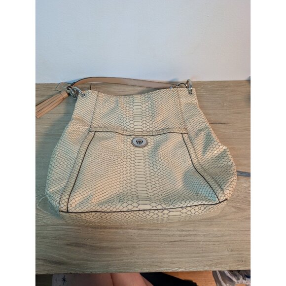 Coach Cream Park Python Embossed Leather Hobo F24383 Animal Print Shoulder Bag - Picture 1 of 11